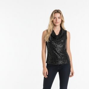 Notations Black Sparkling Sleeveless Top